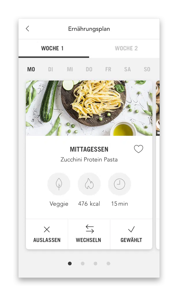 Mein Körperformen Ernährungsplan Plan mit Mahlzeiten (Smartphone Ansicht Beispiel Tag)